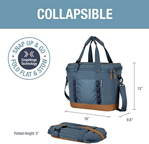 CleverMade Collapsible Insulated Cooler Bag – 30 Can Leakproof Soft Cooler for Beach, Travel, Car – Shoulder Strap, Bottle Opener – Ocean