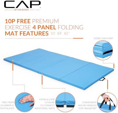 CAP Barbell All Purpose Folding Anti Tear Exercise Training Aerobic Fitness Gym & Gymnastics Balance Mat | Multiple colors