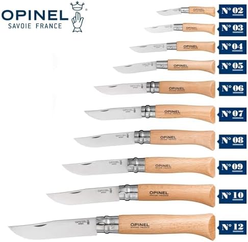 Opinel No. 12 Stainless Steel Pocket Knife, Beechwood Handle
