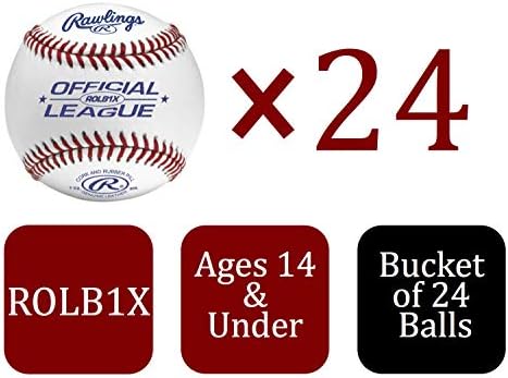 Rawlings | Official League Competition Grade Baseballs | ROLB1X | Game/Practice Use | Youth/14U | Bucket | 24 Count