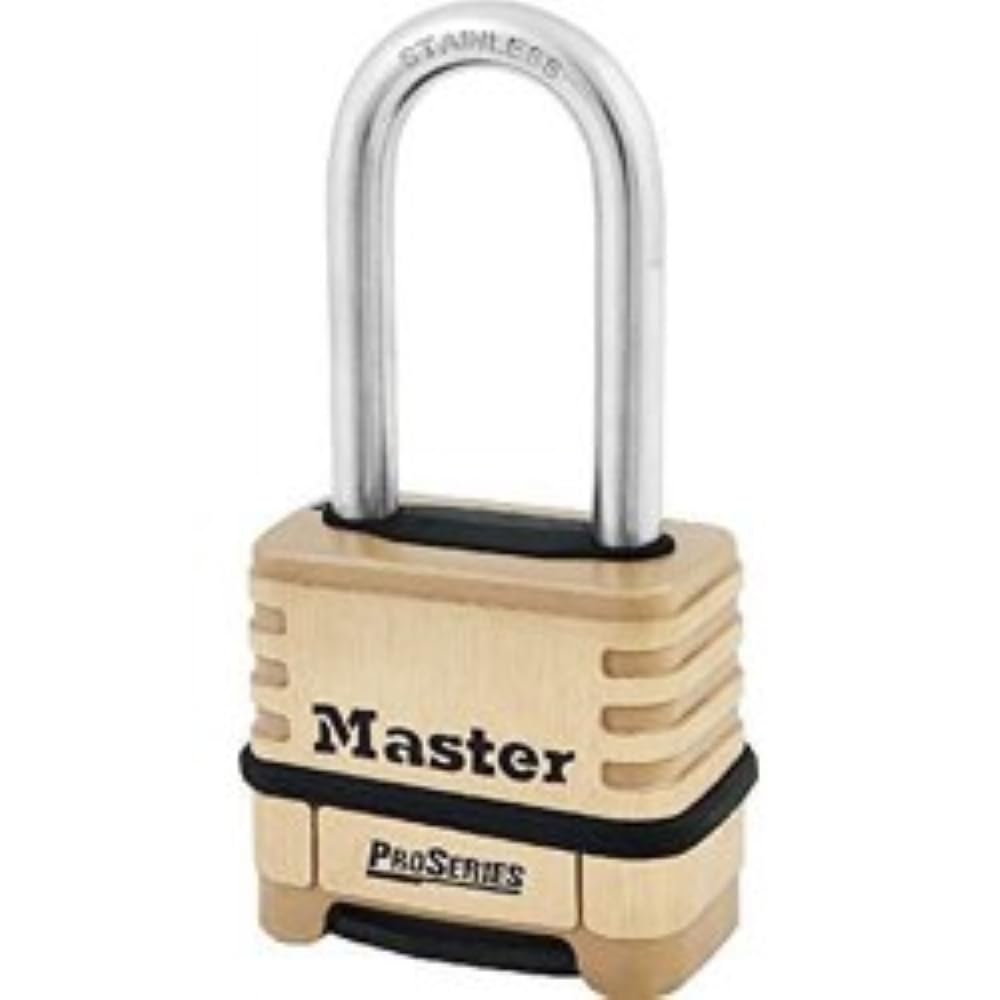 Master Lock Brass ProSeries Set Your Own Combination Lock, Outdoor Heavy-Duty Padlock for Construction Sites, Gates, Fences, 2-1/4" Wide, 1175LHSS