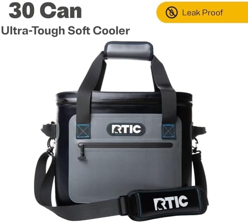 RTIC Ultra-Tough Soft Cooler 30 Can, Insulated Bag Portable Ice Chest Box for Lunch, Beach, Drink, Beverage, Travel, Camping, Picnic, Car, Trips, Floating Cooler Leak-Proof with Zipper