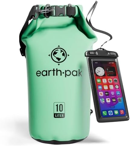 Earth Pak Waterproof Dry Bag - Roll Top Waterproof Backpack Sack Keeps Gear Dry for Kayak with Waterproof Phone Case