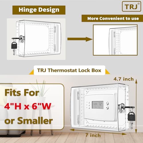 TRJ Large Thermostat Lock Box with Key - Clear Cover for AC on Wall - 3 PCS Lockable Box Fits 4" Hx6 W or Smaller