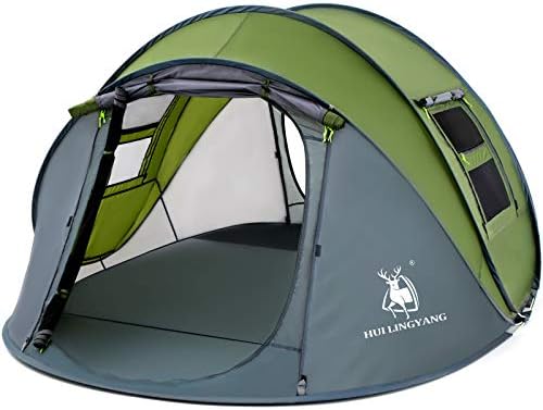 4 Person Easy Pop Up Tent,9.5’X6.6’X52'',Waterproof, Automatic Setup,2 Doors-Instant Family Tents for Camping, Hiking & Traveling
