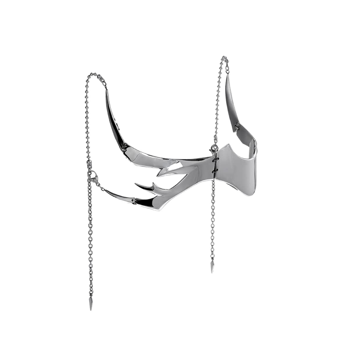 L'VOW Silver Metal Half Mask Face Chain Jewelry Cyborg Accessories, S1
