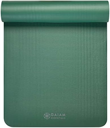 Gaiam Essentials Thick Yoga Mat Fitness & Exercise Mat with Easy-Cinch Yoga Mat Carrier Strap, 72"L x 24"W x 2/5 Inch Thick