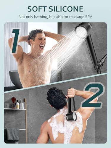 Filtered Shower Head with Handheld, High Pressure Shower Heads 3 Modes, Showerhead with Filters for Hard Water Detachable Shower Head 60" Hose, Bracket Remove Chlorine
