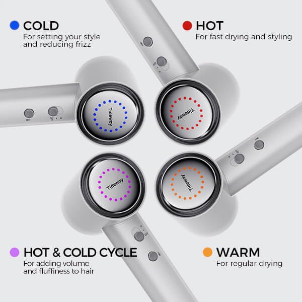 Tideway High-Speed Hairdryer Titanium Editionr with 110,000 RPM Brushless Motor – Lightweight 1.3lb, 2× Faster Drying, 59dB Low Noise, 360° Magnetic Nozzle & 4-Color LED Ring