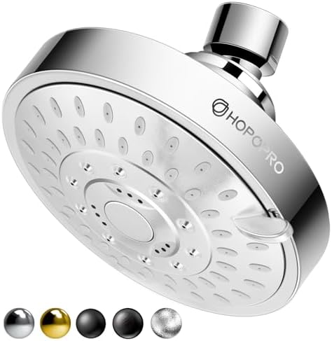 HOPOPRO 5-Mode High Pressure Shower Head - The Washington Post, NBC News, Today TV Show Recommended - High Flow Fixed Showerheads (4 Inch Silver)