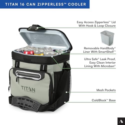 Arctic Zone Titan Deep Freeze Cooler - Zipperless Hardbody Cooler - Small & Large Capacity- Beach & Camping Cooler - Deep Freeze Insulation, HardBody Liner, and SmartShelf