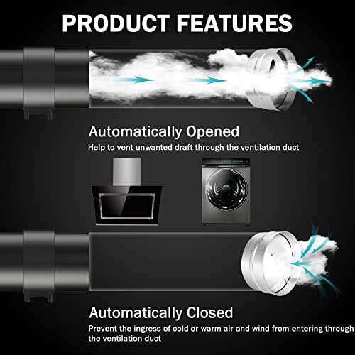 8 Inch Draft Blocker Backdraft Damper Duct Draft Stopper One-Way Airflow Ducting Insert Backflow Preventer Inline Fan Vent Deflector