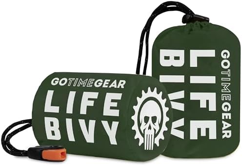 Go Time Gear Life Bivy Emergency Survival Sleeping Bag Thermal Bivy - Use as Emergency Bivy Sack, Survival Sleeping Bag, Mylar Emergency Blanket