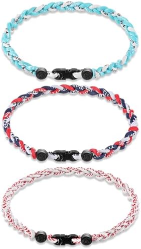 Junkin Baseball Necklaces Three Braided Rope Titanium Necklace for Team Gifts Boys Men Player Softball Fans Sports