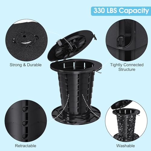 Upgrade Retractable Portable Toilet, Camping Toilet with 8 Gallon Bags for Adults Kids, Height Adjustable Foldable Travel Toilets Portable Potty, Perfect for Outdoor Emergency Use