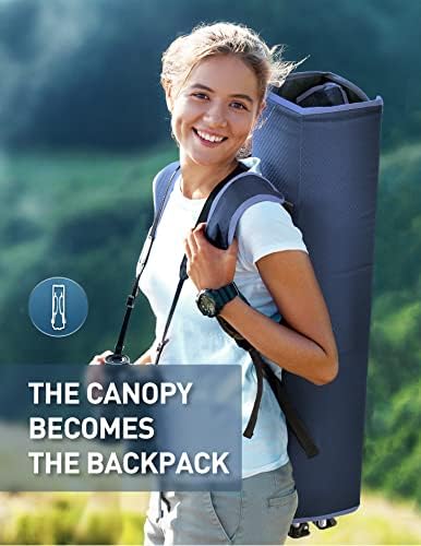 Beach Chair with Canopy Shade and Fan – 360° Rotatable & 3-Speed Airflow, Camping Chair with Canopy and Powerful & Quiet Fan, Cup Holder, Side Pocket – Supports 330 LBS