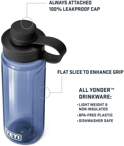 YETI Yonder Water Bottle with Yonder Tether Cap, Lightweight, Leakproof and BPA-Free