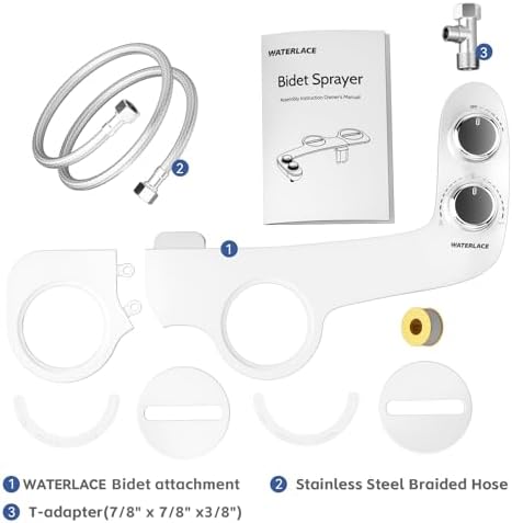 Bidet Attachment for Toilet, Self-Cleaning Dual Retractable Nozzles Bidet, Non-Electric Adjustable Water Pressure for Hygienic Rear & Feminine Wash, Easy Installation Ultra-Slim (White)