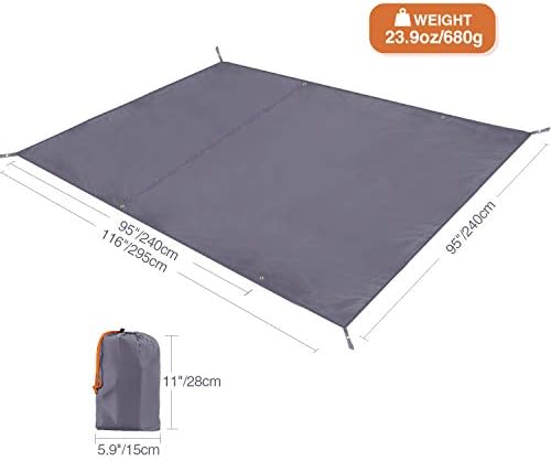 REDCAMP Waterproof Camping Tent Tarp - 95" x116'', 4 in 1 Multifunctional Tent Footprint for Camping, Hiking and Survival Gear, Lightweight and Compact