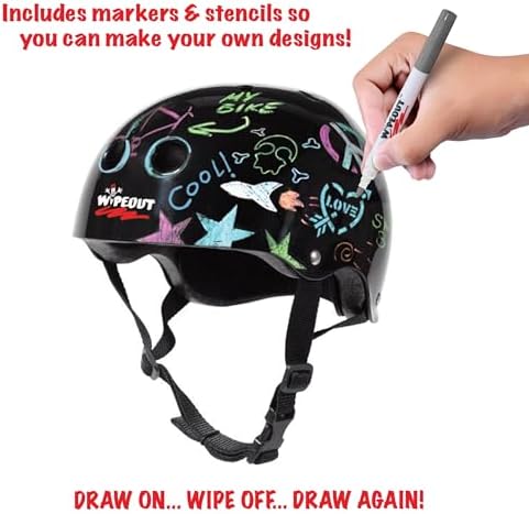 Wipeout Dry Erase Helmet for Kids– Skateboard, Bicycle, Scooter, Inline & Roller Skating