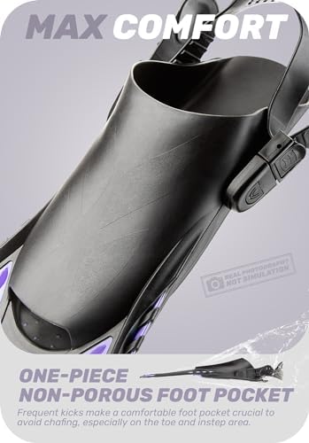 CAPAS Snorkel Fins, Swim Fins Travel Size Short Adjustable for Snorkeling Diving Adult Men Women Kids Open Heel Swimming Flippers