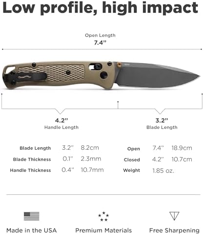 Benchmade - Bugout 535 EDC Knife with Ranger Green Grivory Handle (535GRY-1)