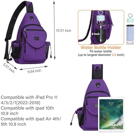 MOSISO Sling Backpack,Canvas Crossbody Hiking Daypack Bag with Anti-theft Pocket