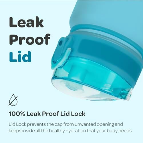 Hydracy Water Bottle with Time Marker -Large BPA Free Water Bottle & No Sweat Sleeve -Leak Proof Gym Bottle with Fruit Infuser Strainer & Times to Drink -Ideal for Fitness Sports & Outdoors