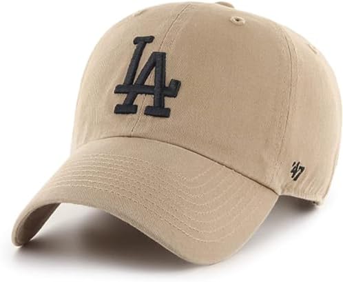 47 Brand MLB Khaki Primary Logo Clean Up Adjustable Strap Baseball Dad Hat Cap, Adult One Size Fits All