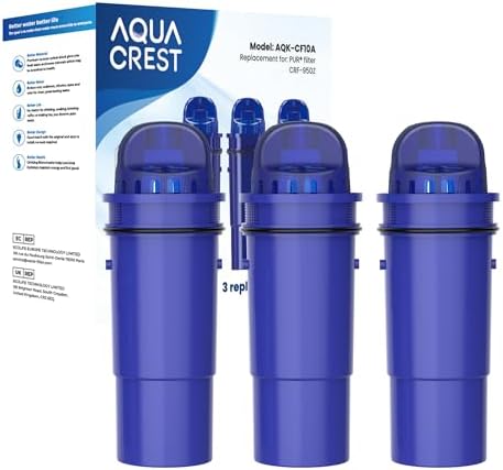 AQUA CREST NSF Certified Pitcher Water Filter, Replacement for Pur® Pitchers and Dispensers PPT700W, CR-1100C and PPF951K Water Filter (Pack of 3)