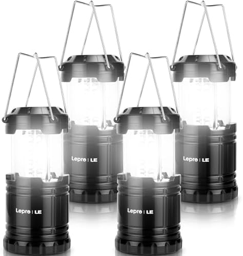 Lepro LED Camping Lanterns Battery Powered, Collapsible, IPX4 Water Resistant, Outdoor Portable Lights for Emergency, Hurricane, Storms and Outages