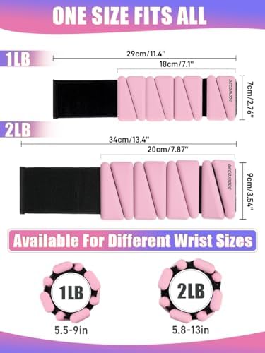 Wrist Ankle Weights Set of 2(1 lb/2 lbs Each) Adjustable Weights Training Intensity for Strength Training Walking Running Yoga Pilates Jogging for Women Men