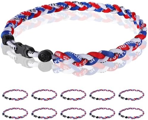 12 Pack Baseball Necklace 18inch, Team Gift for Baseball Funs, Three Braided Titanium Tornado Rope Design, with Muti - Color for Pick