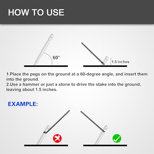 8 Pack Tent Stakes and Hammer with Canvas Storage Bag, Heavy Duty Camping Stakes for Outdoor Tent & tarp-Essential Accessories, Carbon Steel Aluminum Camping Hammer for Hiking Kit