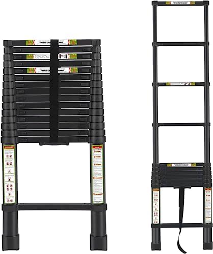 RIKADE Telescoping Ladder 20.3FT & Attic Ladder, Heavy Duty Aluminum with Non-Slip Feet, 330lb Capacity for RV, Attic, Roof & Multi-Surface Use