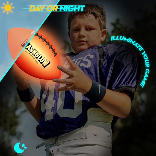 Light Up Football for Boys: Glow in The Dark - Toys for Kids Teen Boys Ages 8-15 - Birthday Christmas Easter Gift Ideas - Outdoor Sports Activity Night Play - 8 9 10 11 12 13 14 15 Years Old Teenager