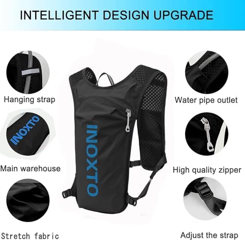 INOXTO Running Hydration Vest Backpack,Lightweight Insulated Pack with 1.5L Water Bladder Bag Daypack for Hiking Trail Running Cycling Race Marathon for Women Men