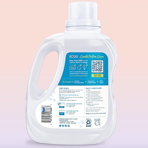 ECOS Laundry Detergent Liquid, 200 Loads - Dermatologist Tested Laundry Soap - Hypoallergenic, EPA Safer Choice Certified, Plant-Powered - Magnolia Lily, 100 Fl Oz (Pack of 2)