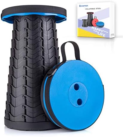 Boreeman Upgraded Folding Stool Lightweight Yet More Sturdy with Load Capacity 400lbs Portable Collapsible Stool for Camping Fishing Hiking BBQ (Blue)