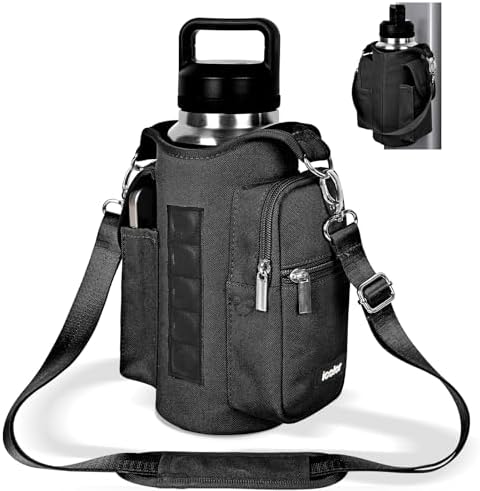 icolor Magnetic Gym Bag Water Bottle Carrier Holder with Phone Pockets & Shoulder Strap,5 Built-in Magnets Gym Bottle Pouch Sleeve,Magnetic Bag Gym Accessories Organizer for Men Women