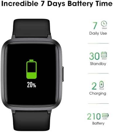 Fitness Tracker Watch with Heart Rate Monitor, Large Screen Activity Tracker with Pedometer, Sleep Monitor, Calories & Step Counter, 5ATM Waterproof Smart Watch for Women Men Fitness Watch for Sports