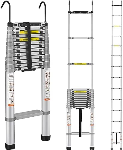 VEVOR Telescoping Ladder, 18.5 FT Aluminum Collapsible Extension Ladder, 400 LBS Capacity with Non-Slip Feet, Portable Multi-Purpose Compact Ladder for Home, RV, Loft, ANSI Liste