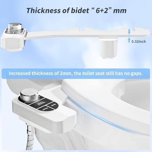 SAMODRA Non-Electric Bidet - Self Cleaning Dual Nozzle (Frontal and Rear Wash) Fresh Water Bidet Toilet Seat Attachment with Independent Adjustable Water Pressure (Classic Black/Silver)
