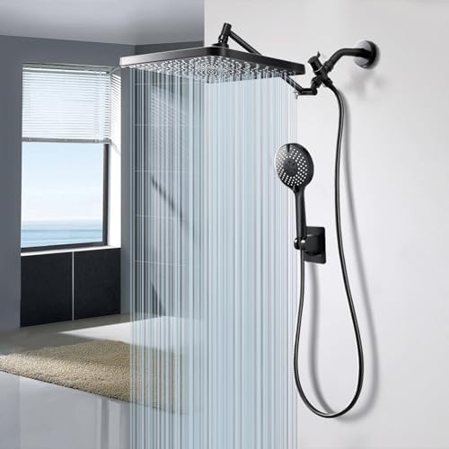 Premium 12.2" Rain Shower Head with Handheld Spray, Updated High Pressure Rainfall Shower Head with Handheld Combo, Large Rain Overhead Waterfall Showerheads | Anti-Clog Nozzles | Air-in Tech