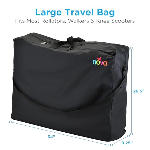 NOVA Medical Products Extra-Large Carry & Travel Bag for Rollator Walkers & Transport Chairs, Black, 1 Count