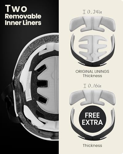 OutdoorMaster Skateboard Cycling Helmet - Two Removable Liners Ventilation Multi-Sport Scooter Roller Skate Inline Skating Rollerblading for Kids, Youth & Adults