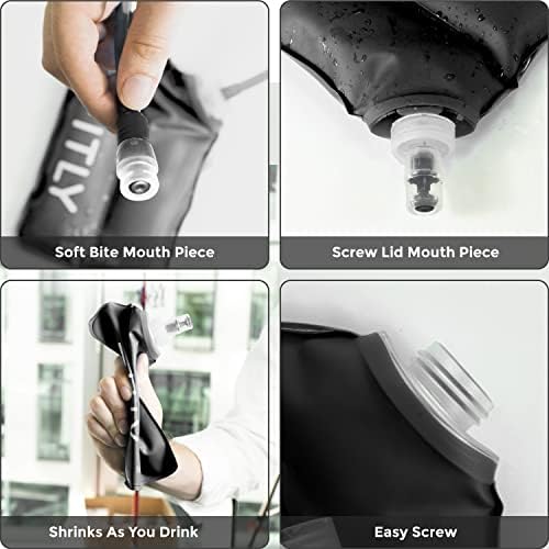 Soft Flask - Shrink As You Drink Soft Water Bottle for Hydration Pack - Folding Water Bottle Ideal for Running, Hiking, Cycling, Climbing & Rigorous Activity