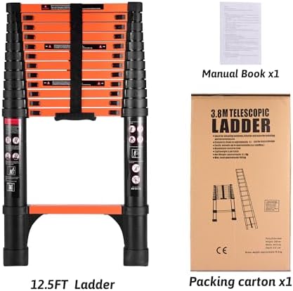 16.5FT Telescoping Ladder, Portable Extension Folding Ladder, Multi-Purpose Compact Ladder for Household or Outdoor Work, 330lbs Max Capacity