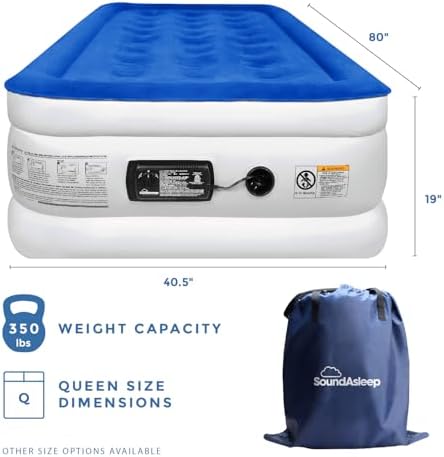 SoundAsleep Dream Series Luxury Air Mattress with ComfortCoil Technology & Built-in High Capacity Pump for Home & Camping- Double Height, Adjustable, Inflatable Blow Up, Portable - Twin XL Size