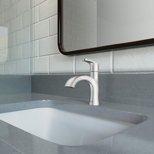 Moen Karis Chrome One-Handle Single Hole Bathroom Sink Faucet with Optional Deckplate, 84346